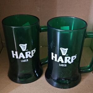 Green HARP Lager Beer Mugs